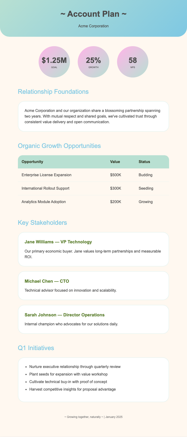 Soft organic sales account plan